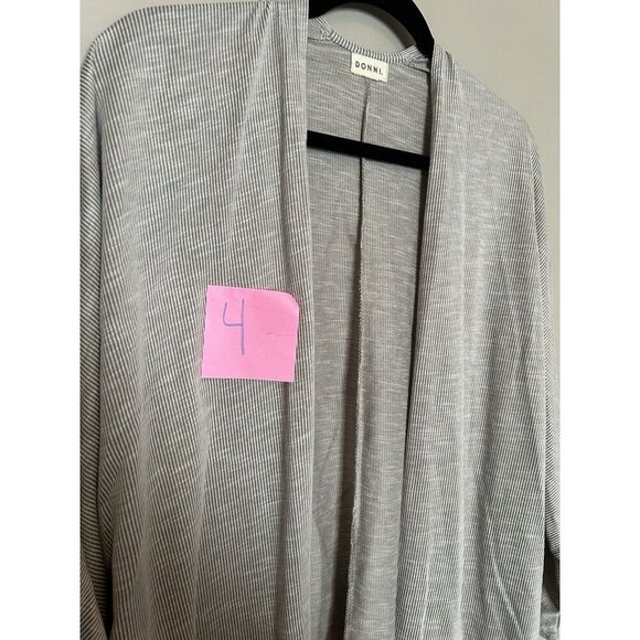 Donni. Open Oversized Lighter Weight Cardigan Striped Ribbed One Size Ivory Gray - Picture 8 of 8
